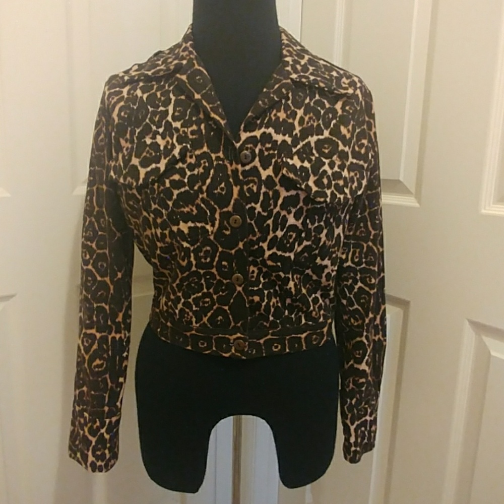 Leopard print button up jacket
